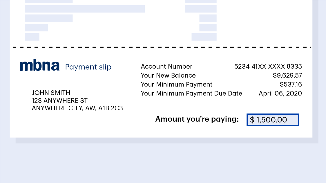 Account statement in which a payment slip can be found