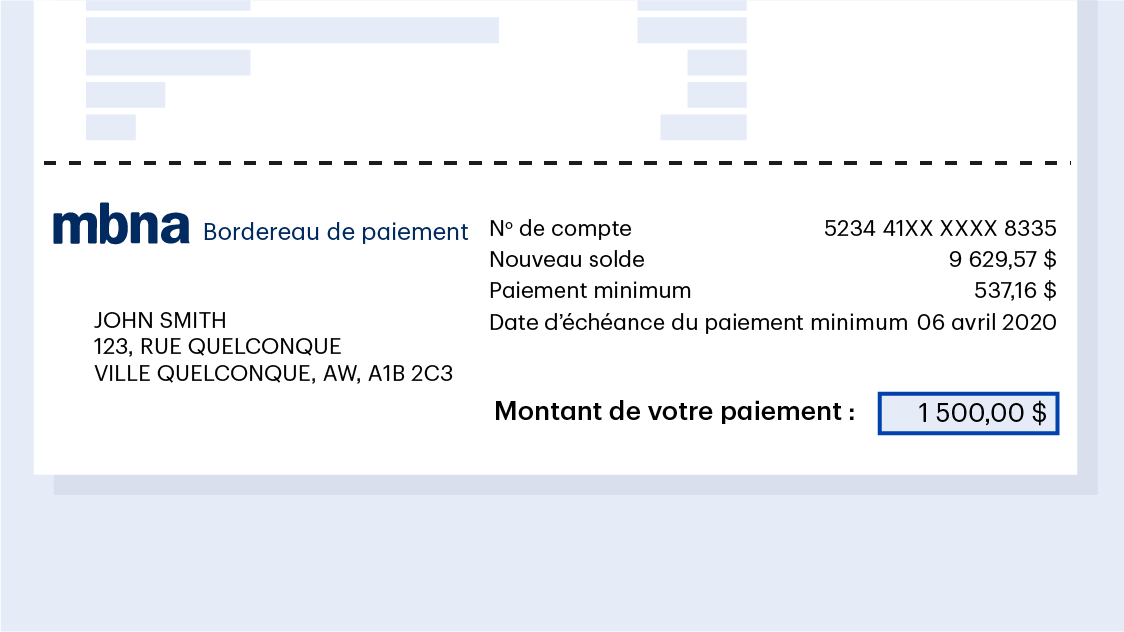 Releve de compte comprenant un bordereau de paiement